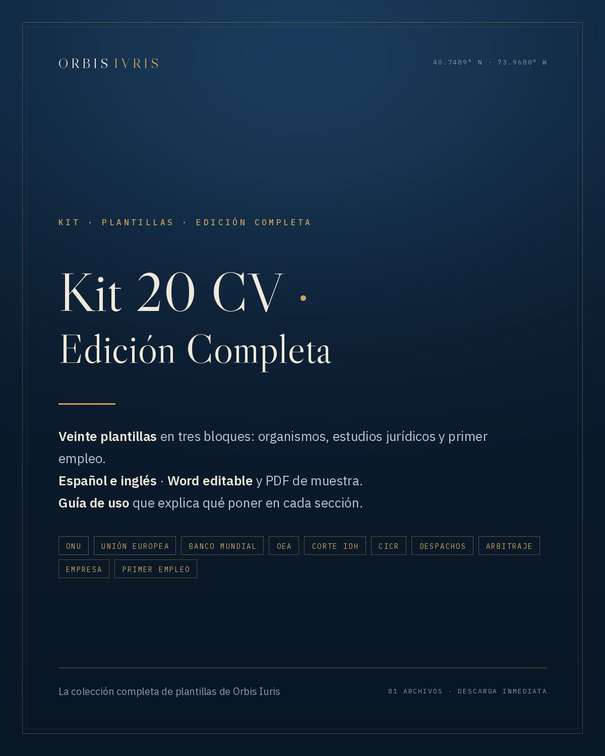 Portada — Kit 20 CV · Edición Completa